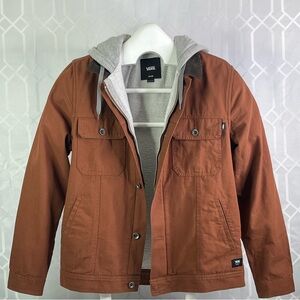 Vans Canvas Sherpa-Lined Hooded Workwear Jacket Brown Men’s Medium